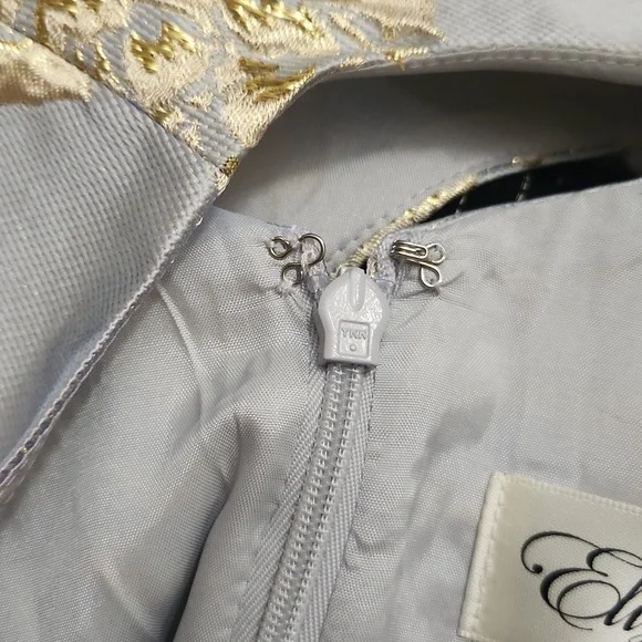 Metallic Golden Floral Dress Size 4 Formal Wedding Guest Party Prom - Picture 14 of 15